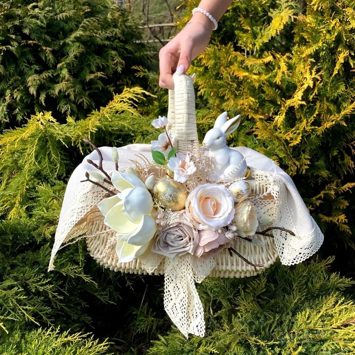 Великодній кошик Пасхальна корзина Рушник на кошик Кошик з лози Декор