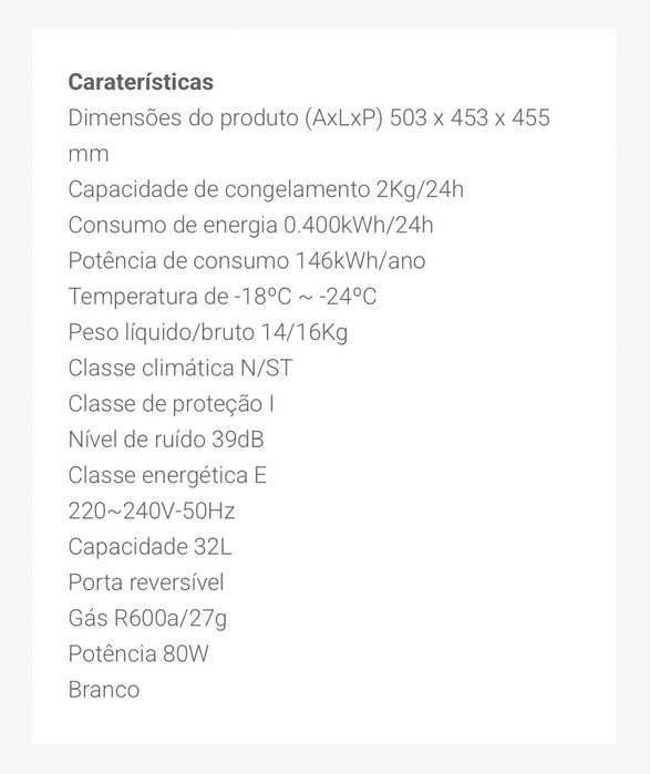 Arca Congeladora Vertical 32L (Branco) - JOCEL