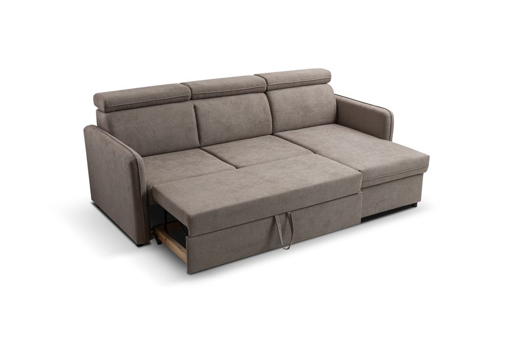 Narożnik BARCELO MINI 220 x 140 - funkcja spania, pojemnik, ruchome zagłówki