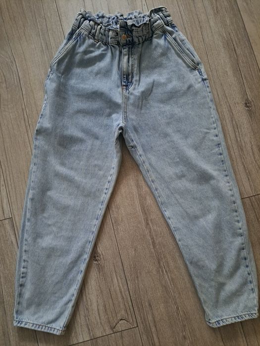 Zara jeansy paperbag bagry New