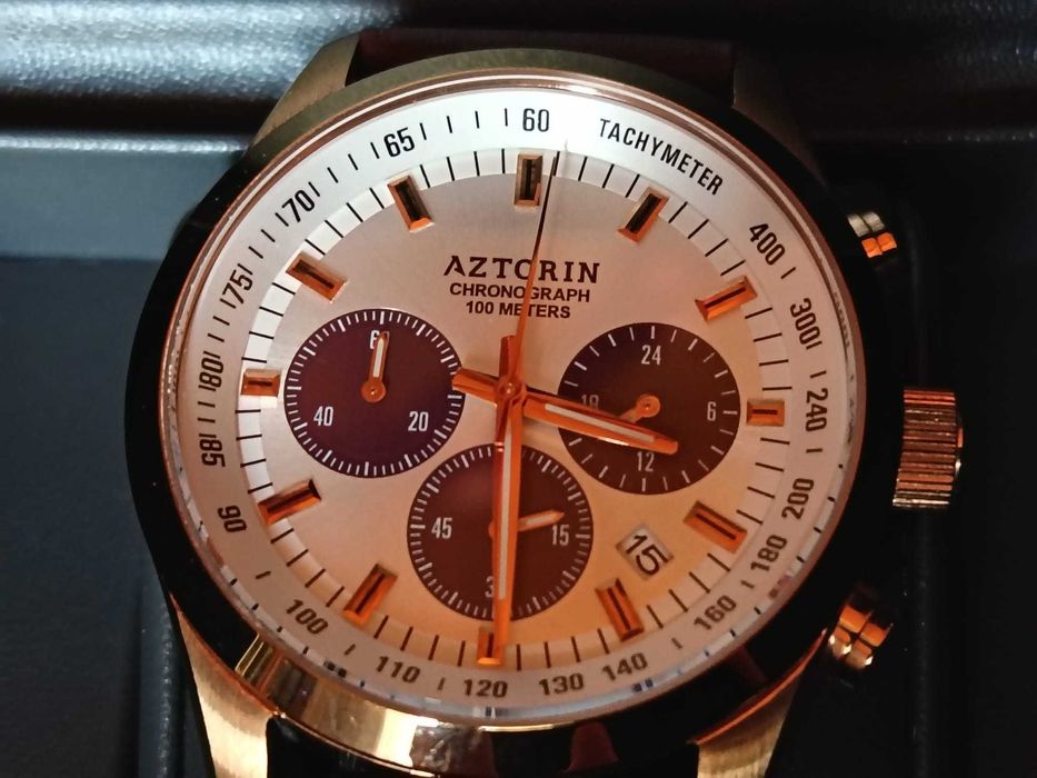 Zegarek męski AZTORIN Chronograph 100m – elegancki, pudełko