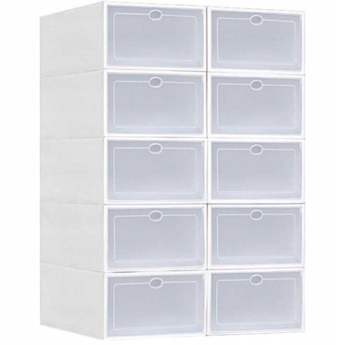 Organizer na buty pudełka modułowe zestaw 10 sztuk białe mocne szafka