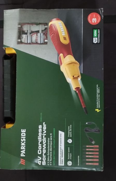 Chave fendas 4v Parkside com bits especiais até 1000V