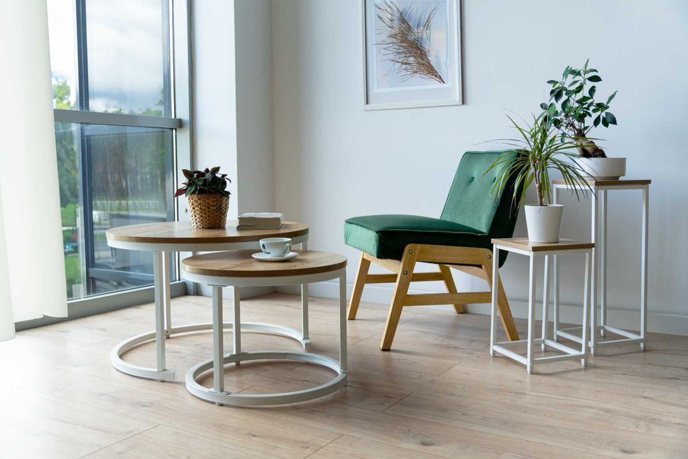 Zestaw stolików loftowych GALEN BIAŁY CRAFT