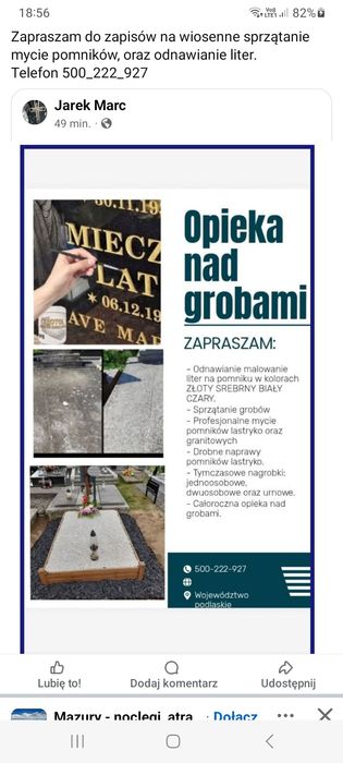 Odnawianie malowanie liter na pomniku.