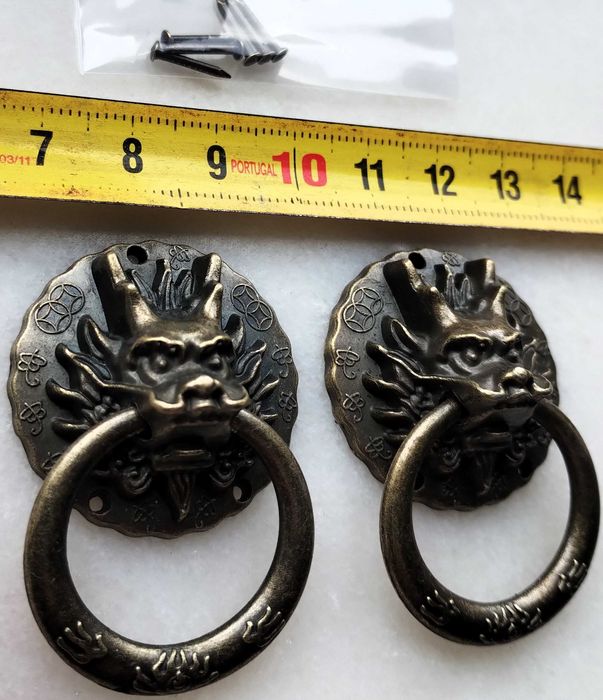 Conjunto Par Puxadores Metal Dragão Novos
