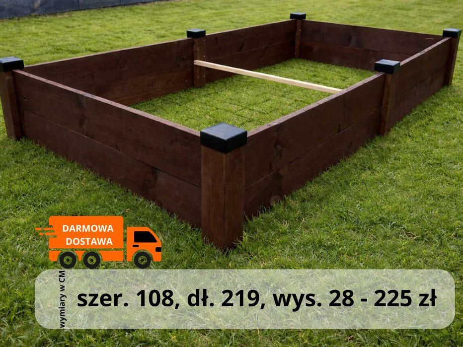 Warzywniak drewniany | skrzynia ogrodowa | darmowa dostawa | impregnowane | kompletny zestaw z agrowłókniną