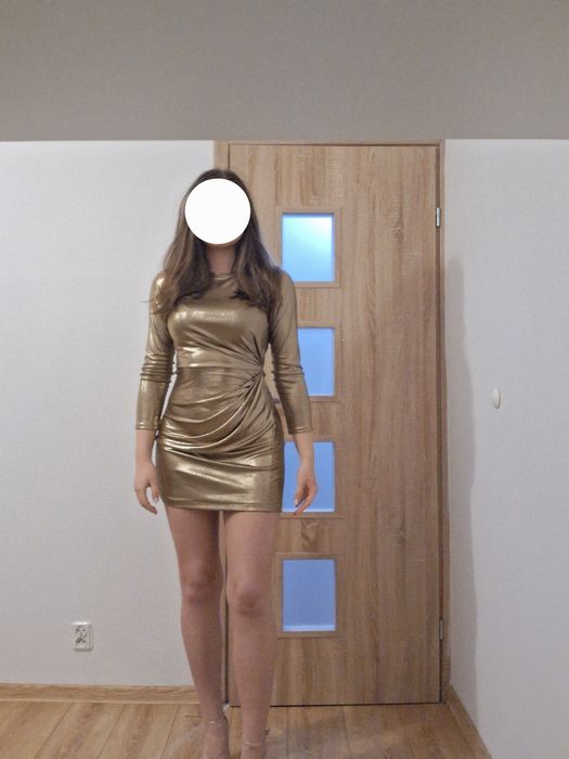 Sukienka złota unikatowa błyszcząca