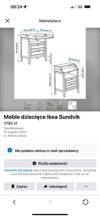 Sprzedam meble dla dziecka komoda szafa i łóżeczko