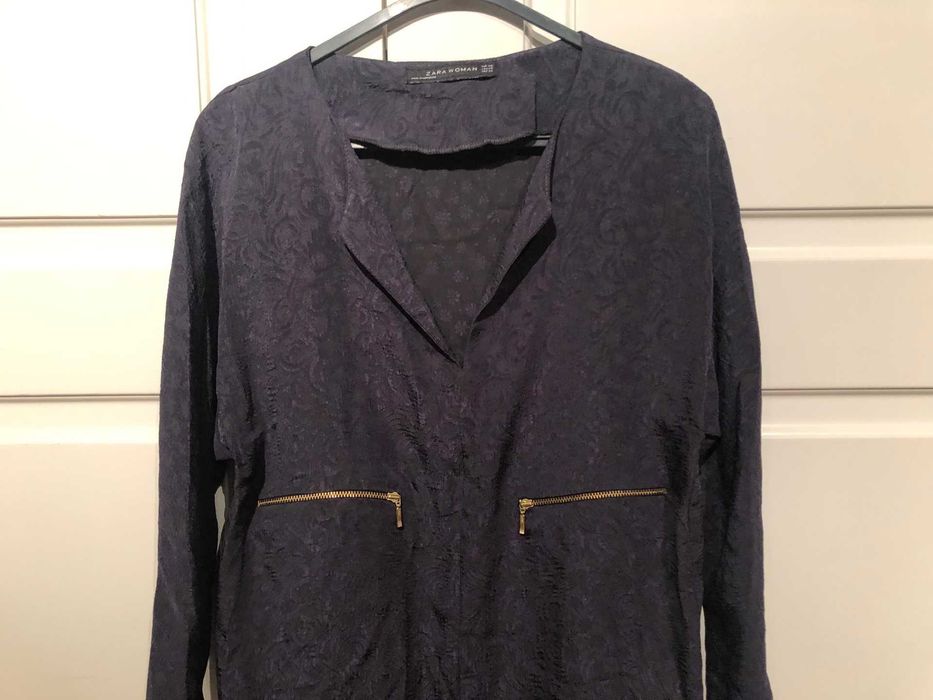 vestido preto em seda estampada marca ZARA XS