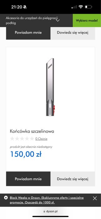 Końcówka szczelinowa do Dyson