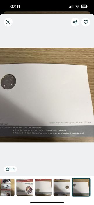 Moedas coleção Philae moeda do mês prata