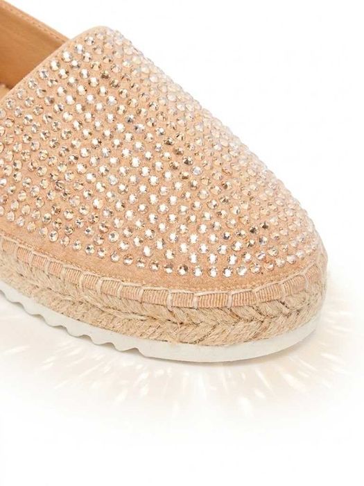 Luksusowe Skórzane Espadryle ALMA EN PEÑA V250276 Marrone z Cyrkoniami