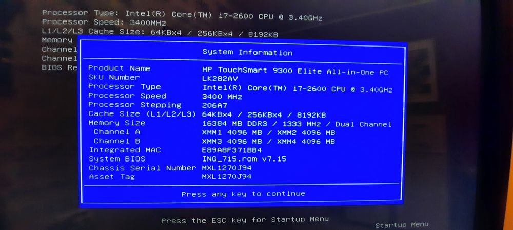 PC dotykowy AiO HP TouchSmart 9300 i7 2600 RAM 8Gb