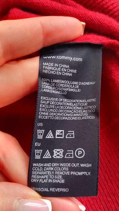 Tommy Hilfiger męski sweter wełniany z wełny oryginalny L
