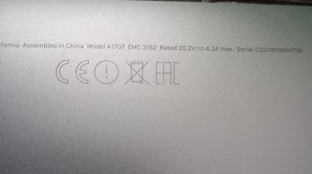 MacBook pro 15  A1707 peças