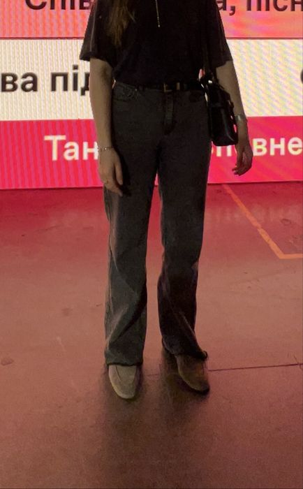 джинси сірі Fabric 17 легкий кльош нові, висока посадка, M-L