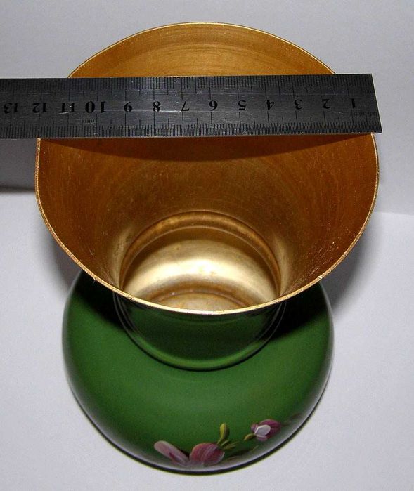 Ваза алюминий, МЗСИ СССР, ручная роспись Вазочка Кобальт синее стекло