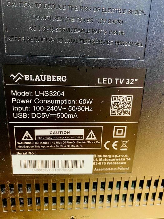 Telewizor  32" + odtwarzacz Blu-Ray