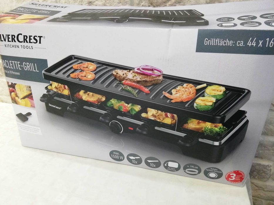 NOWY Grill elektryczny Raclette dla 10 osób Silver Crest