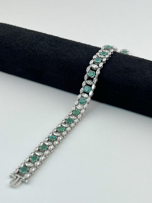 Браслет Бриллианты / Изумруды