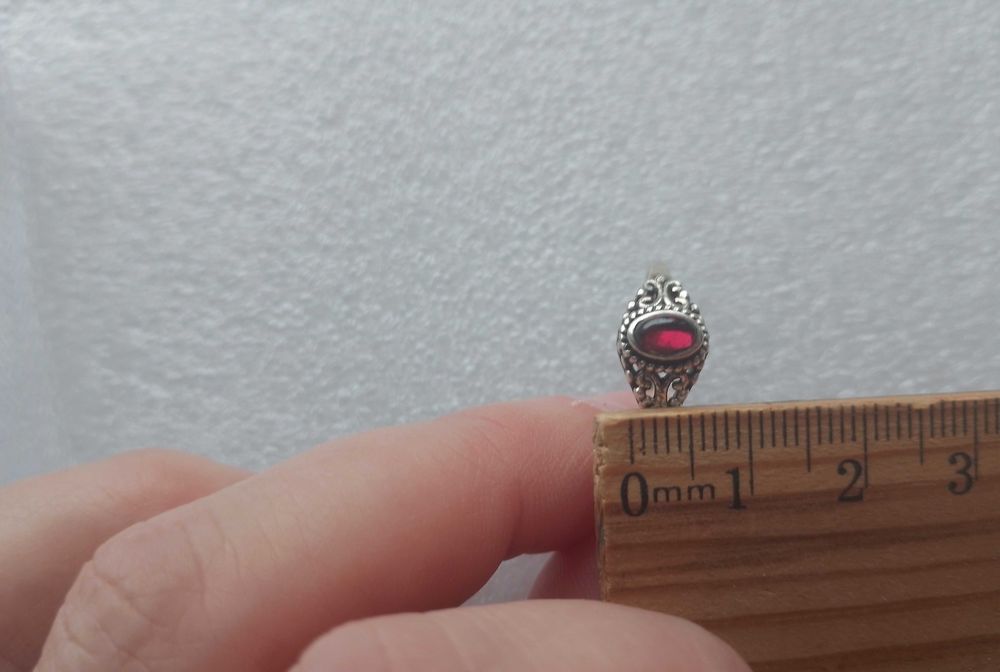 pierścionek srebrny z granatem, srebro 925 granat naturalny