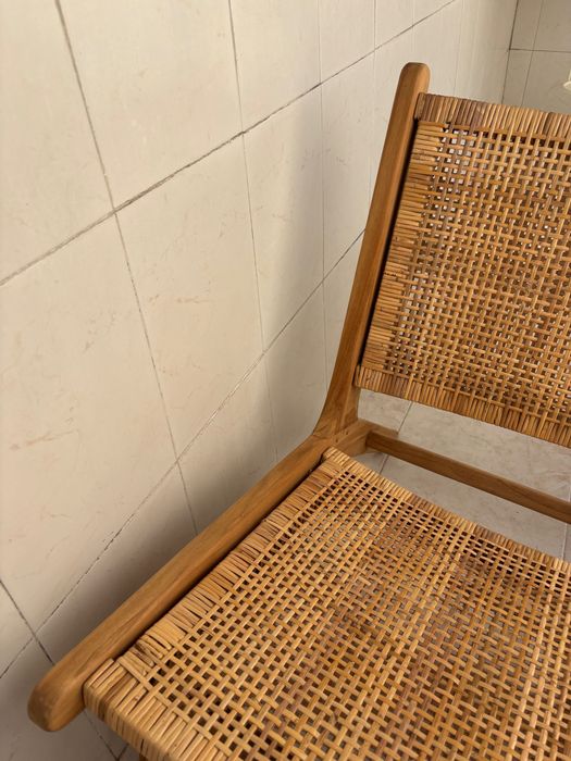 Poltrona Gato Preto em madeira e rattan