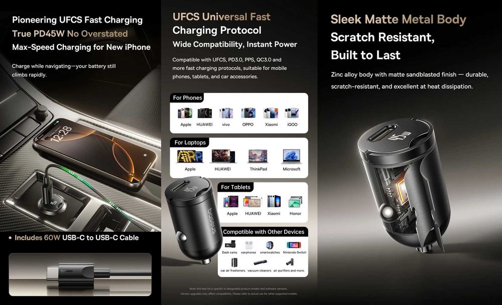 Автомобільні зарядні BASEUS Circular 30W A+C / PrimeTrip VP2 45W 1C