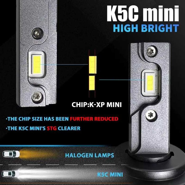 DawnKnight K5C Mini H1 H4 H7 HB3 H8 H9 H11 Топ LED лампы K7C K8C K9C