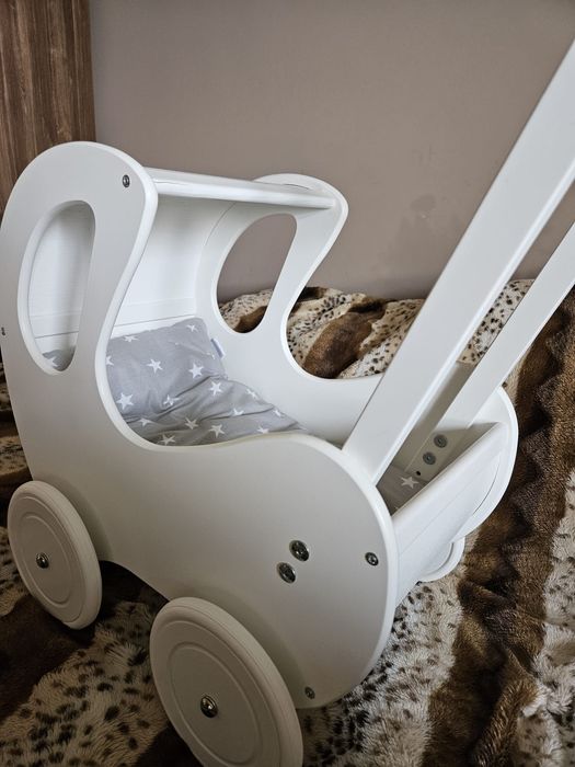 Drewniany wózek dla lalek RETRO i akcesoria