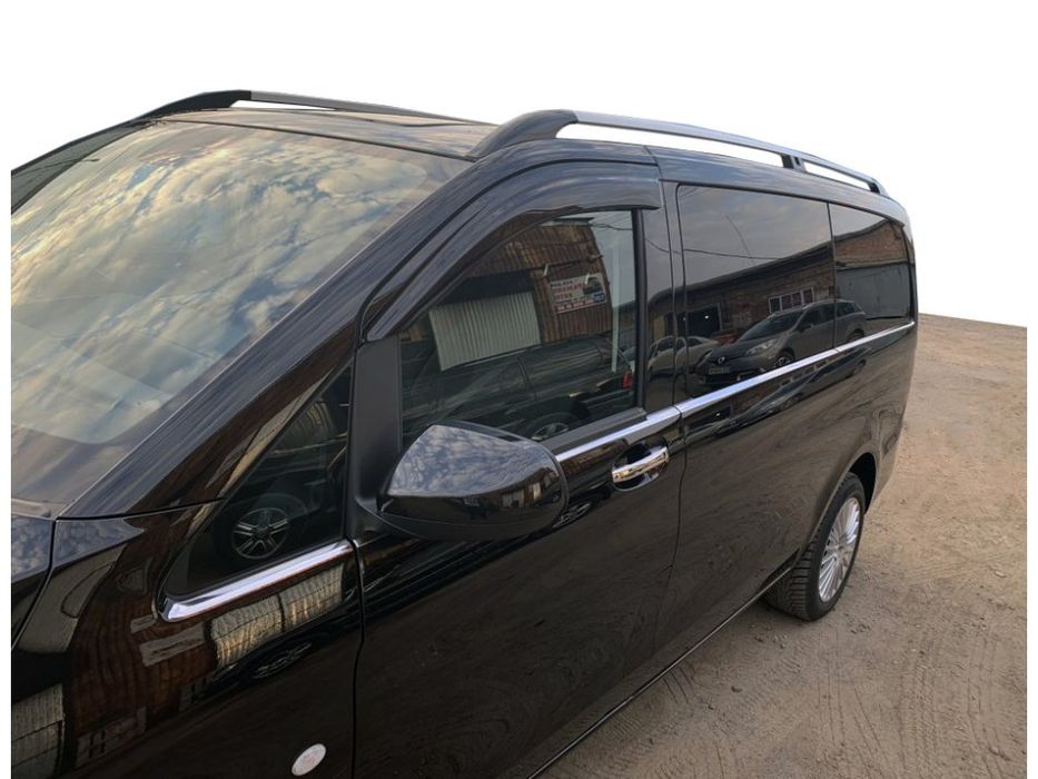 Mercedes Vito/V-class W447 2014- рр. Нижні молдинги скла по всій довжині (8 шт., нерж) OmsaLine, L3, 2 бічні дверки
