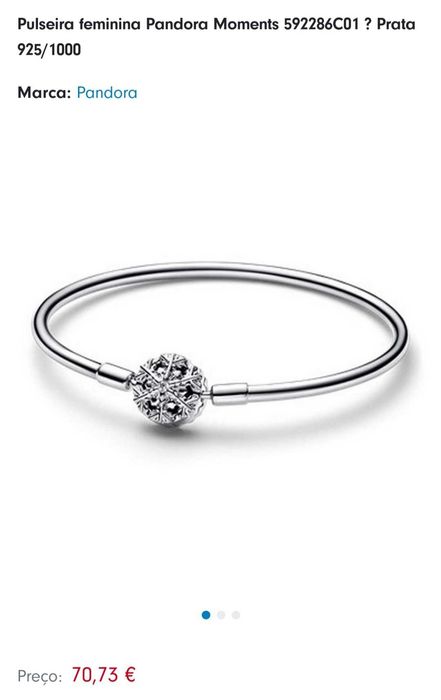 Bracelete Pandora Rígido de prata Floco De Neve