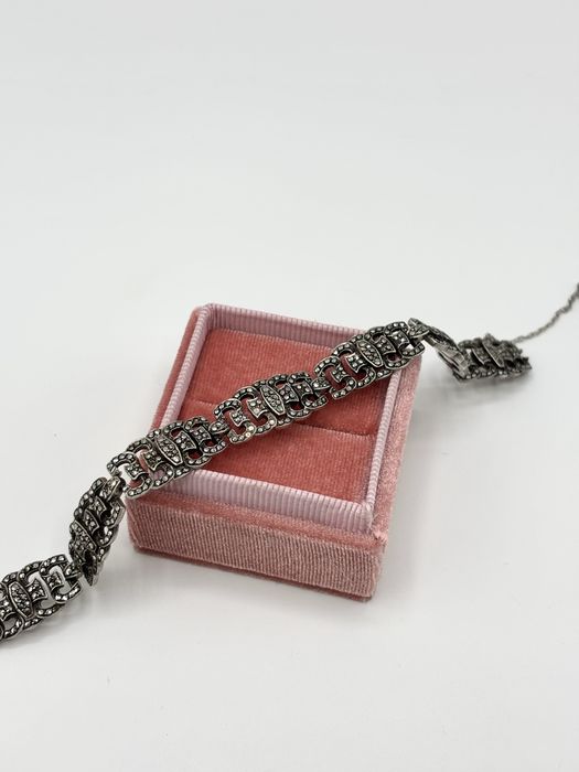 Srebrna bransoleta z czarnymi cyrkoniami