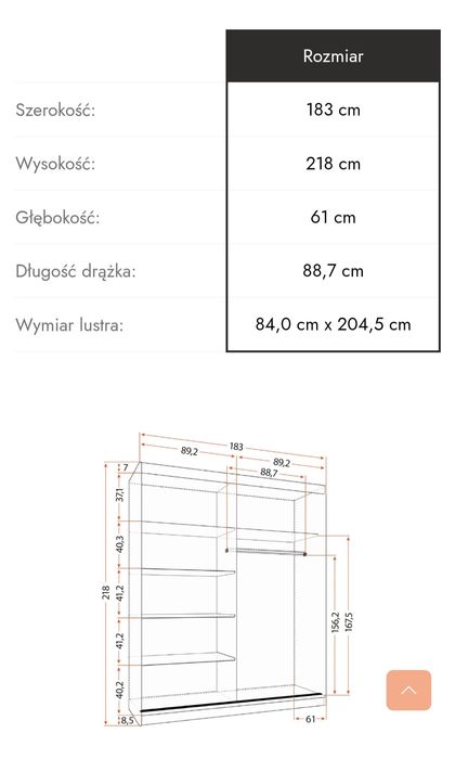 Szafa przesuwna z lustrem