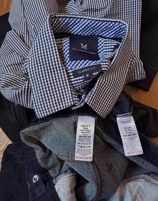 Набор/синие джинсыи рубашка в клетку синяя флисовая кофта на молниидля