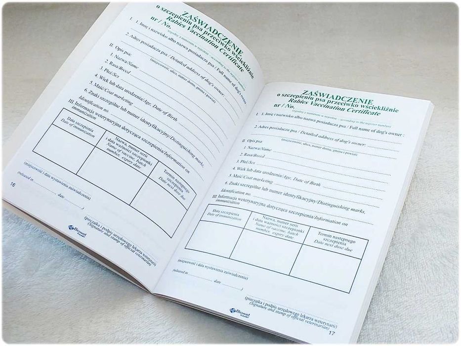 Książeczka Zdrowia Psa Biowet Puławy Owczarek Niemiecki Nowa