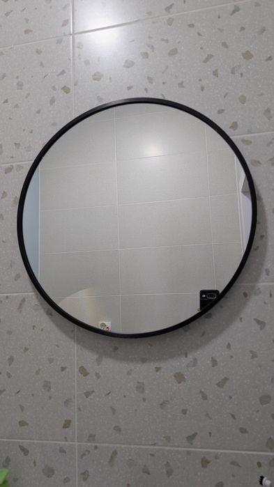 Дзеркало Mirror Trade діаметр 50 см одинарне в рамі чорне D500