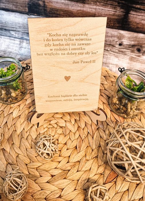 Życzenia na ślub drewniane personalizowane
