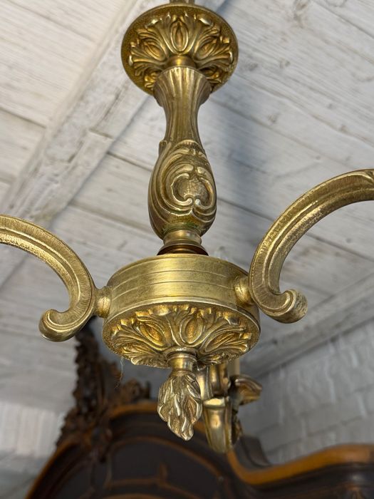 Francuski Żyrandol nr. 47 Francja, mosiądz 3-ram Antyk Lampa