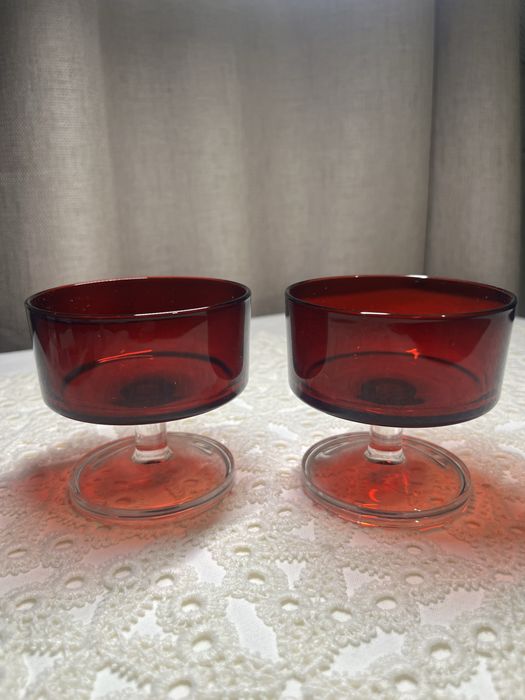 pucharki do deserów vintage luminarc france ruby red 2 szt #46