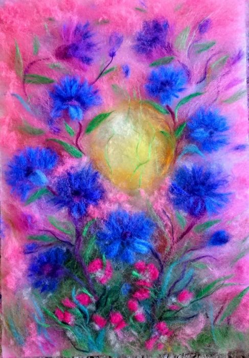 Картина вовняна (шерстяна) акварель З весни у літо, Пори року