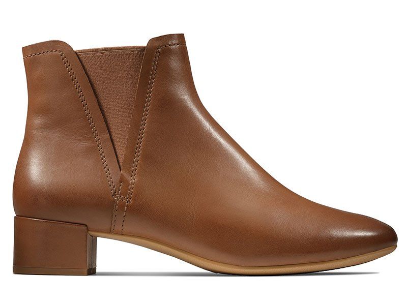 Clarks Botki damskie - Orabella Ruby, licowe - r 37 - Brązowe, Skóra
