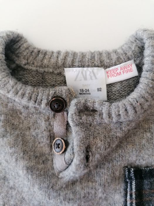 Sweter sweterek szary Zara dla chłopca 18-24m 92