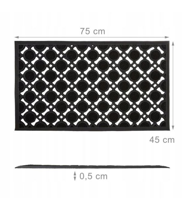 Relaxdays Wycieraczka gotowa gumowa na zewnątrz 45 x 75 cm