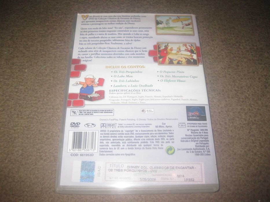 DVD "Os Três Porquinhos" da Disney