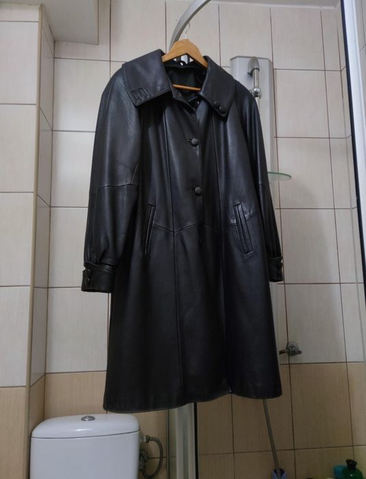 płaszcz XL  płaszczyk damski leather kurtka skórzana damska czarna vin