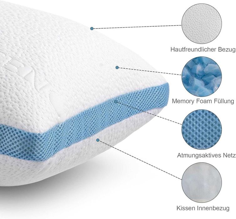 Hiimgo Poduszka  z pianki z pamięcią kształtu 80x80