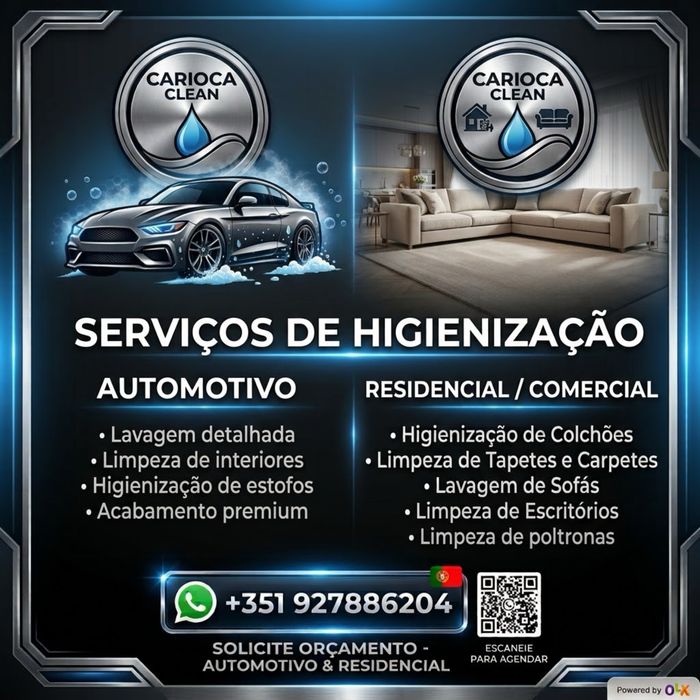 Higienização de estofos em gerais.