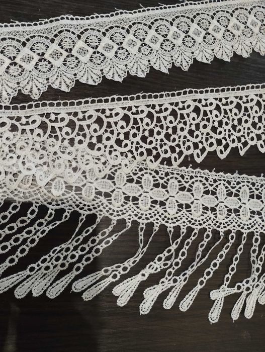 Мереживо кружево біле, айворі, сіре макраме