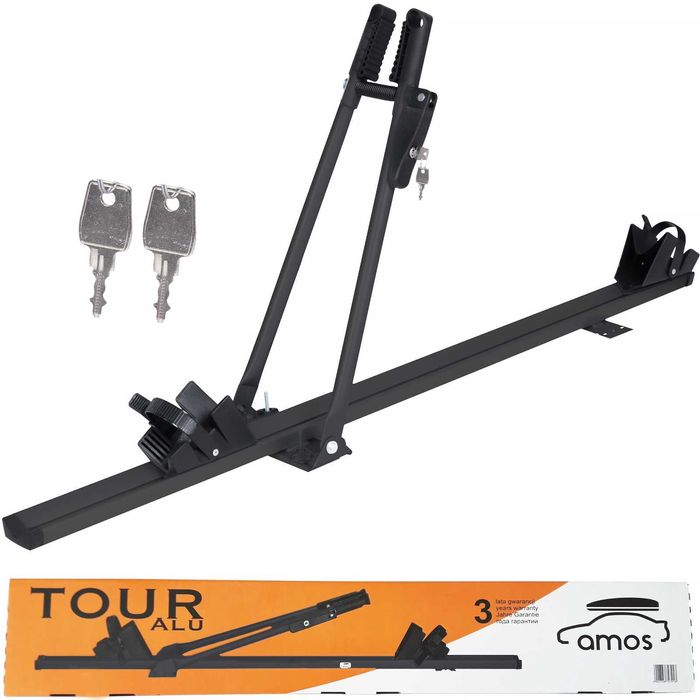Bagażnik dachowy na rower uchwyt rowerowy aluminiowy dach Amos Tour Black